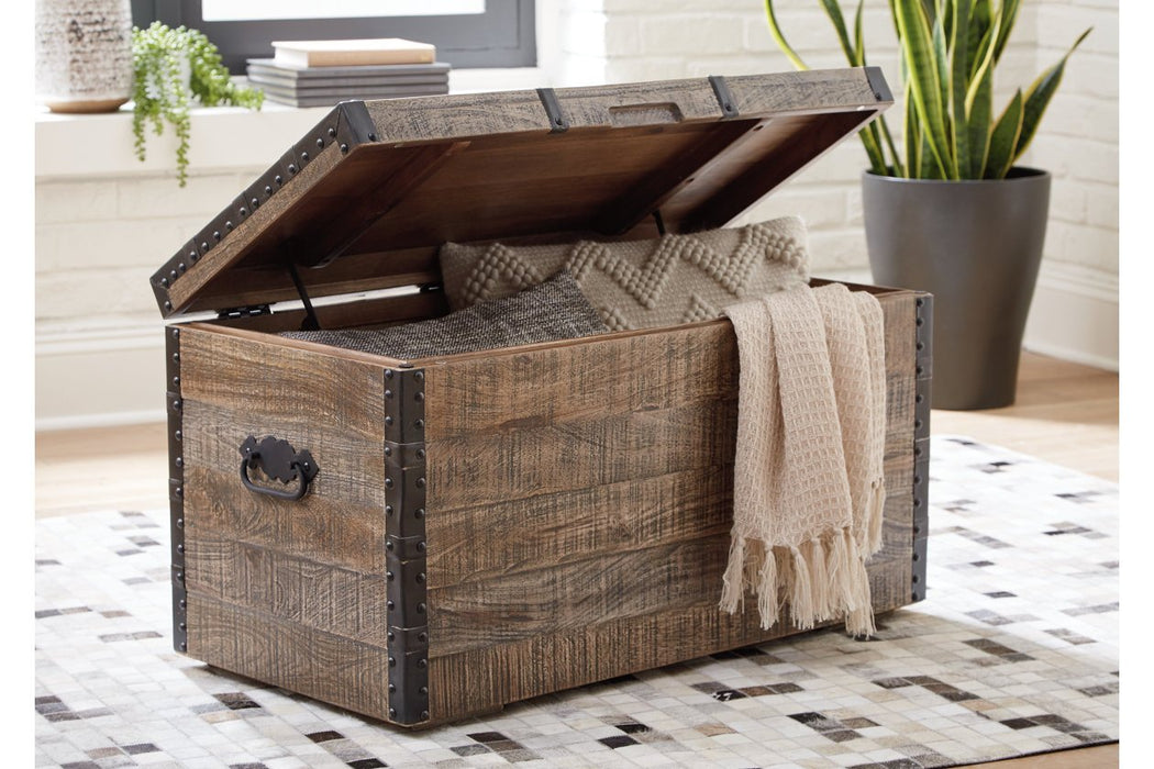 Dartland Distressed Gray Storage Trunk - Lara Furniture