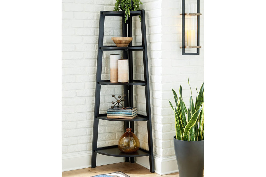 Bernmore Black Corner Shelf - Lara Furniture