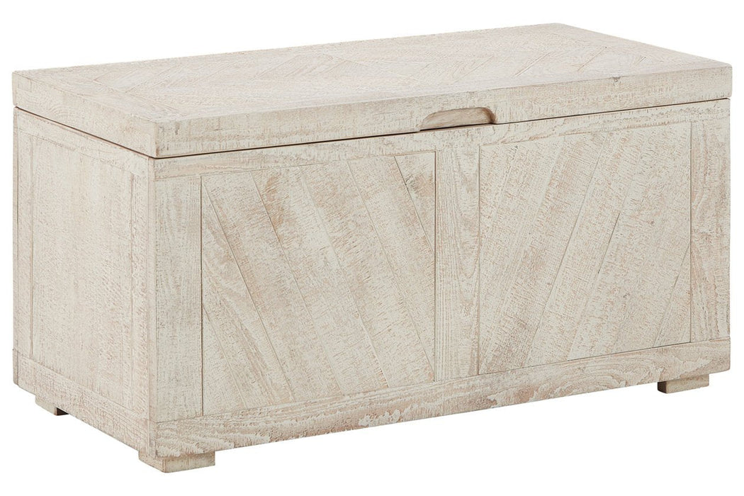 Ryker Distressed White Storage Trunk - Lara Furniture