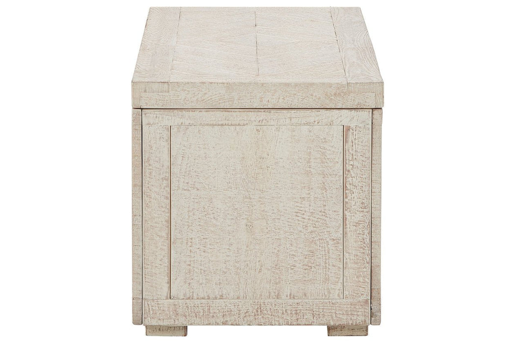 Ryker Distressed White Storage Trunk - Lara Furniture