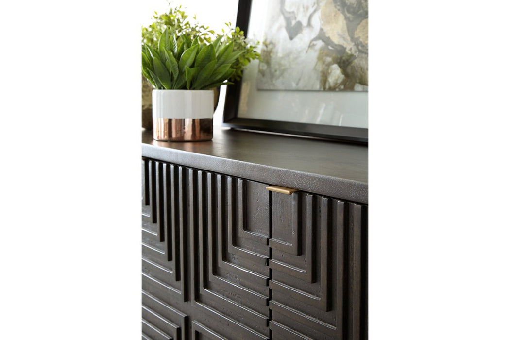 Elinmore Brown/Gold Finish Accent Cabinet - Lara Furniture