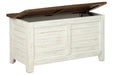 Dashbury Antique White/Brown Storage Trunk - Lara Furniture