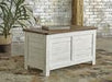 Dashbury Antique White/Brown Storage Trunk - Lara Furniture