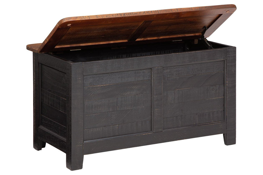 Dashbury Antique Black/Brown Storage Trunk - Lara Furniture