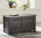 Dashbury Antique Black/Brown Storage Trunk - Lara Furniture