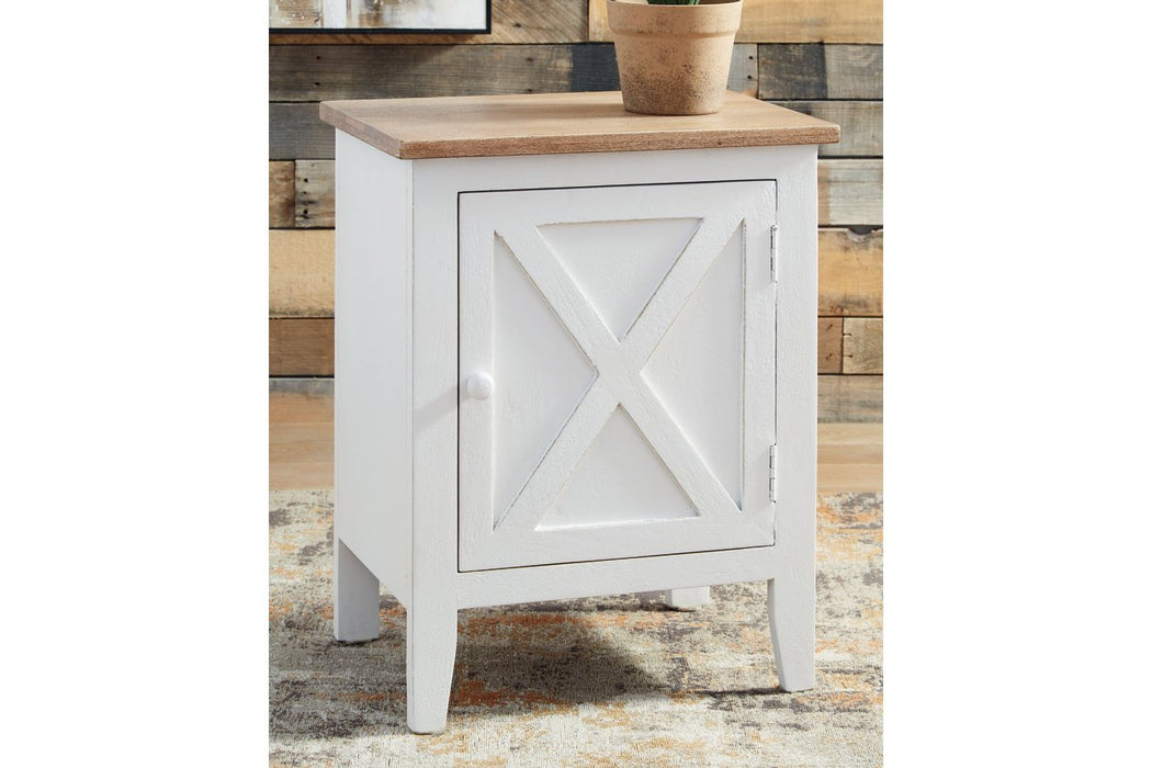 Gylesburg White/Brown Accent Cabinet - Lara Furniture