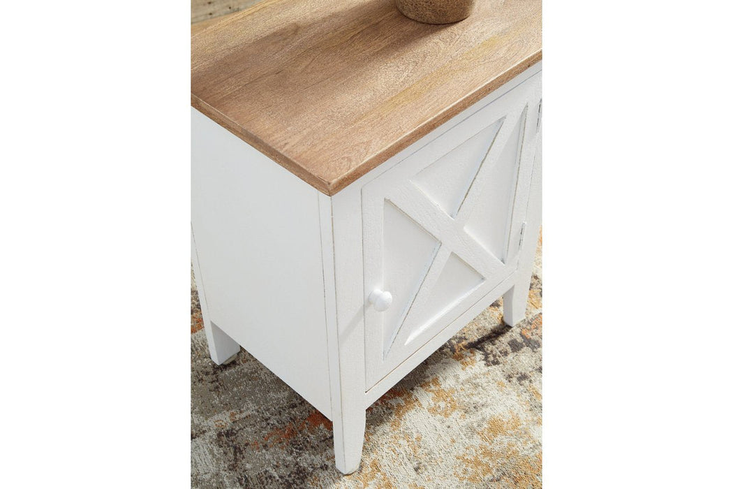 Gylesburg White/Brown Accent Cabinet - Lara Furniture