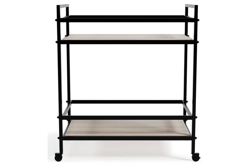 Waylowe Black/Tan Bar Cart - Lara Furniture