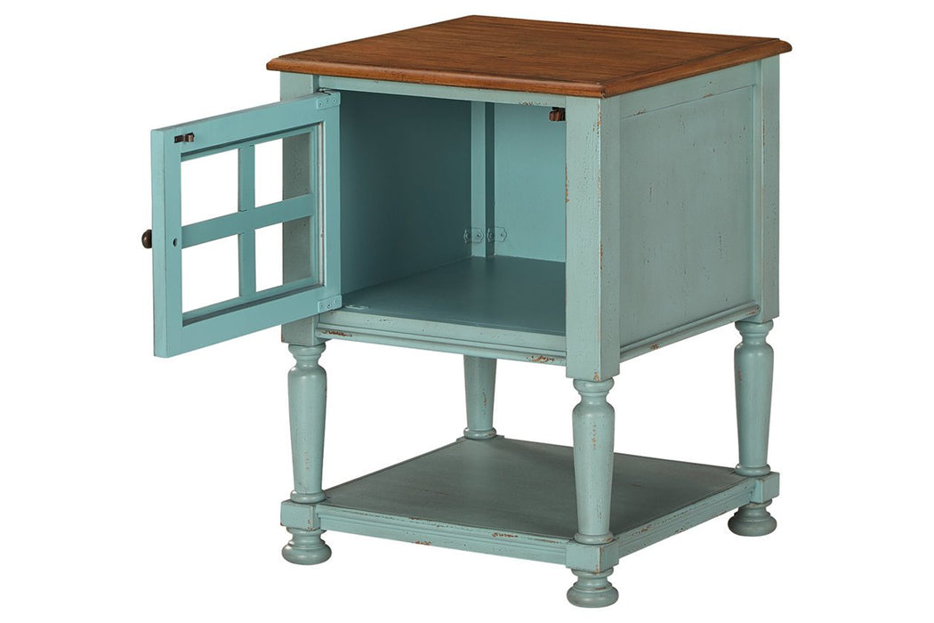 Mirimyn Teal/Brown Accent Cabinet - Lara Furniture