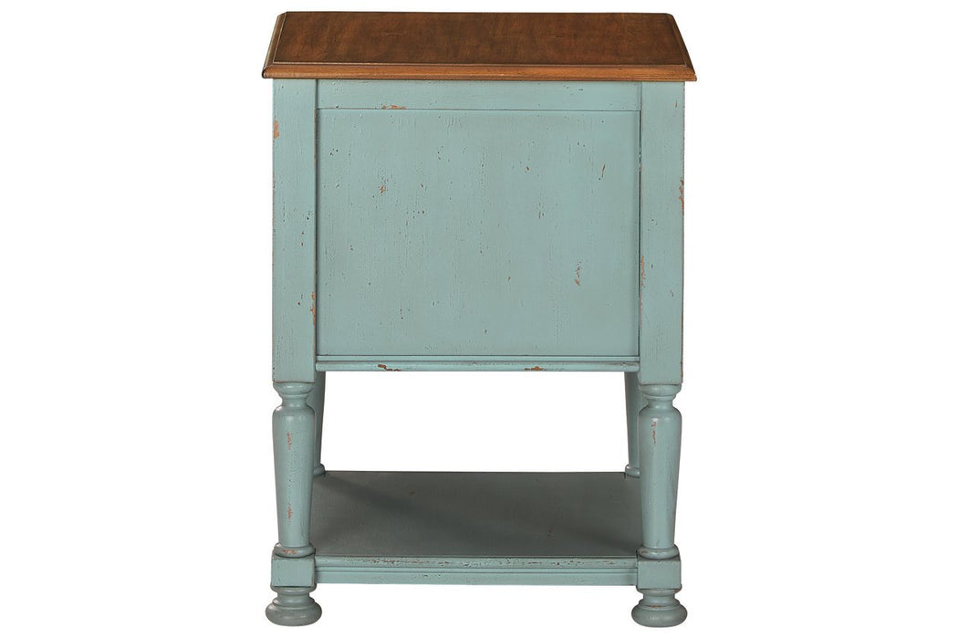 Mirimyn Teal/Brown Accent Cabinet - Lara Furniture