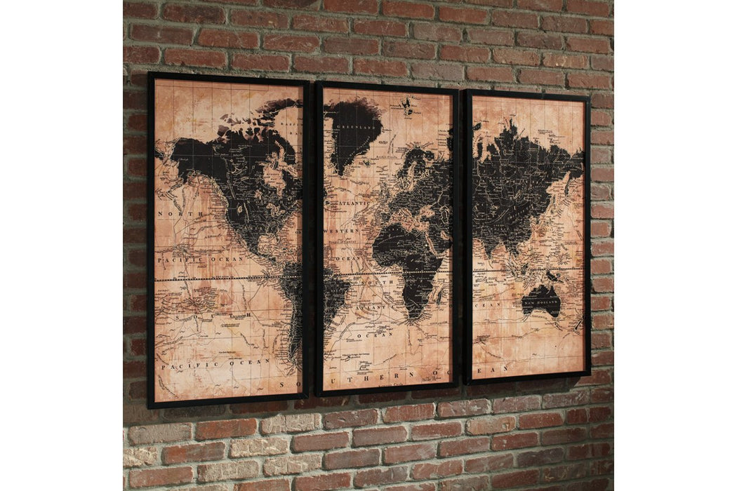 Pollyanna Tan/Black Wall Art (Set of 3) - Lara Furniture