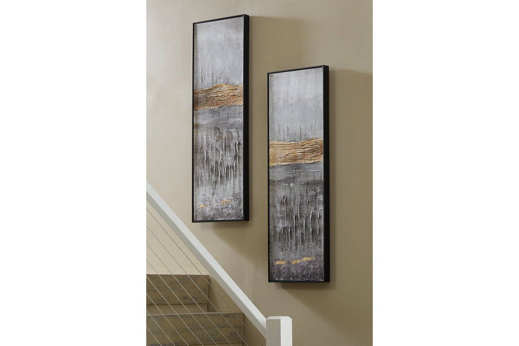 Aniyah Black/Gold/White Wall Art (Set of 2) - Lara Furniture