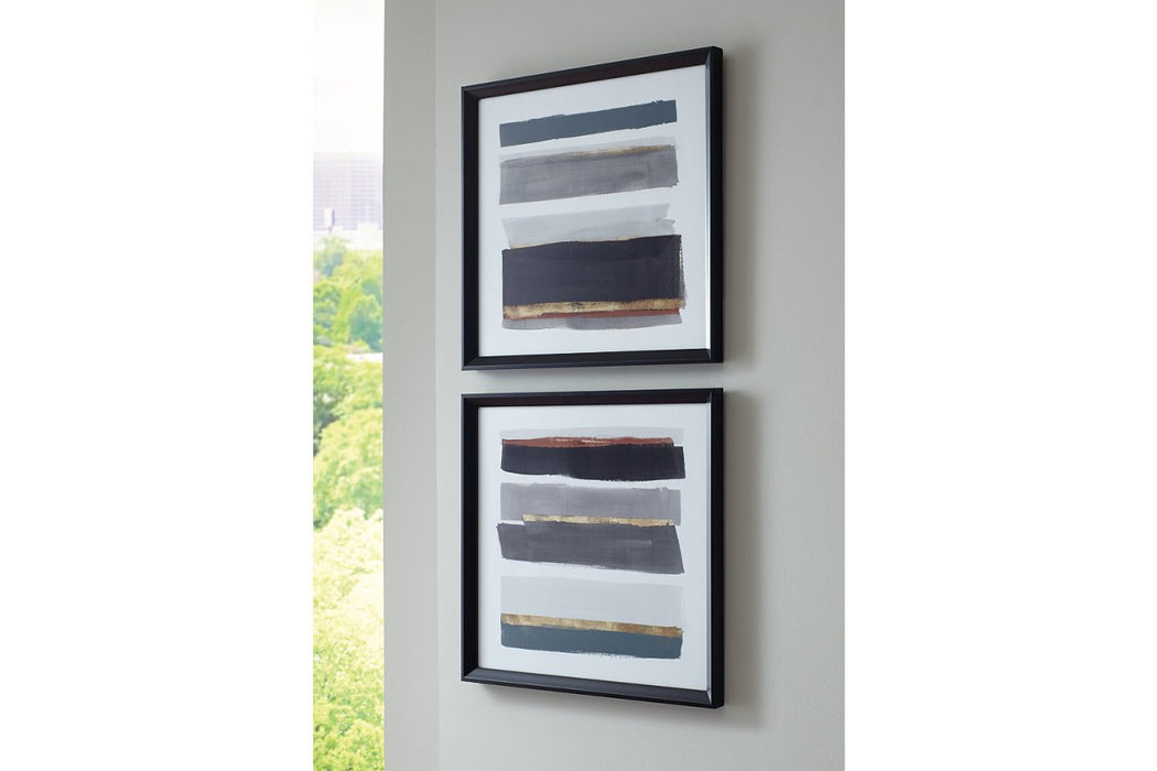 Hallwood Black/White/Gray Wall Art (Set of 2) - Lara Furniture