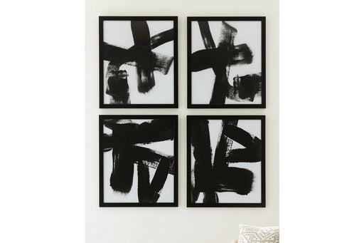 Doro Black/White Wall Art (Set of 4) - Lara Furniture