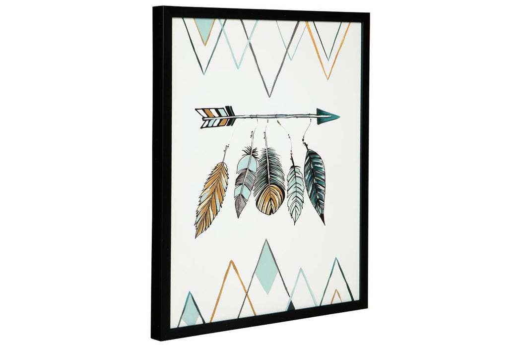 Adaley Teal/White/Gray Wall Art - Lara Furniture