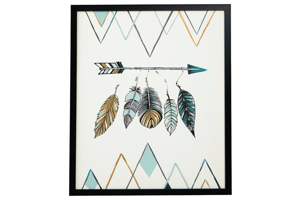 Adaley Teal/White/Gray Wall Art - Lara Furniture