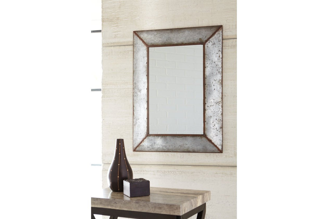 O'Tallay Antique Gray Accent Mirror - Lara Furniture