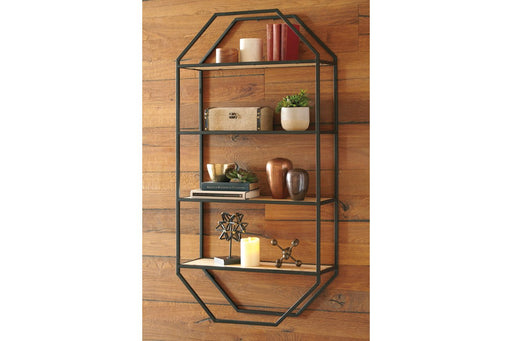 Elea Black/Natural Wall Shelf - Lara Furniture