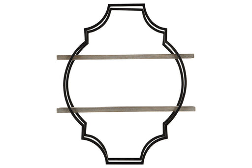 Candon Antique Gray/Black Wall Shelf - Lara Furniture