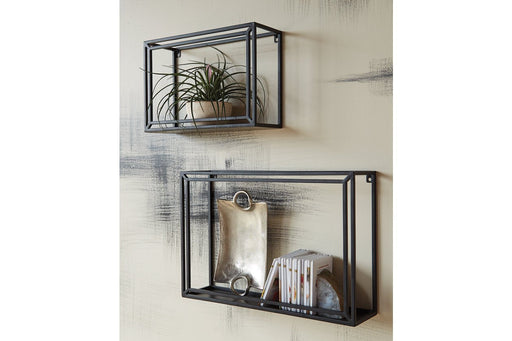 Ehren Black Wall Shelf (Set of 2) - Lara Furniture