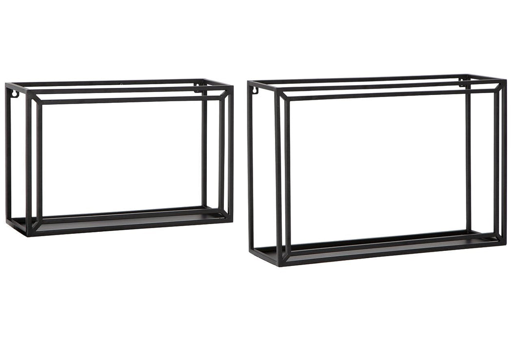 Ehren Black Wall Shelf (Set of 2) - Lara Furniture