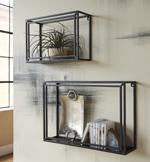 Ehren Black Wall Shelf (Set of 2) - Lara Furniture