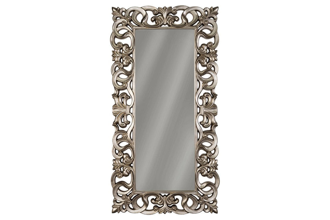 Lucia Antique Silver Finish Floor Mirror - Lara Furniture