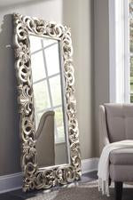 Lucia Antique Silver Finish Floor Mirror - Lara Furniture