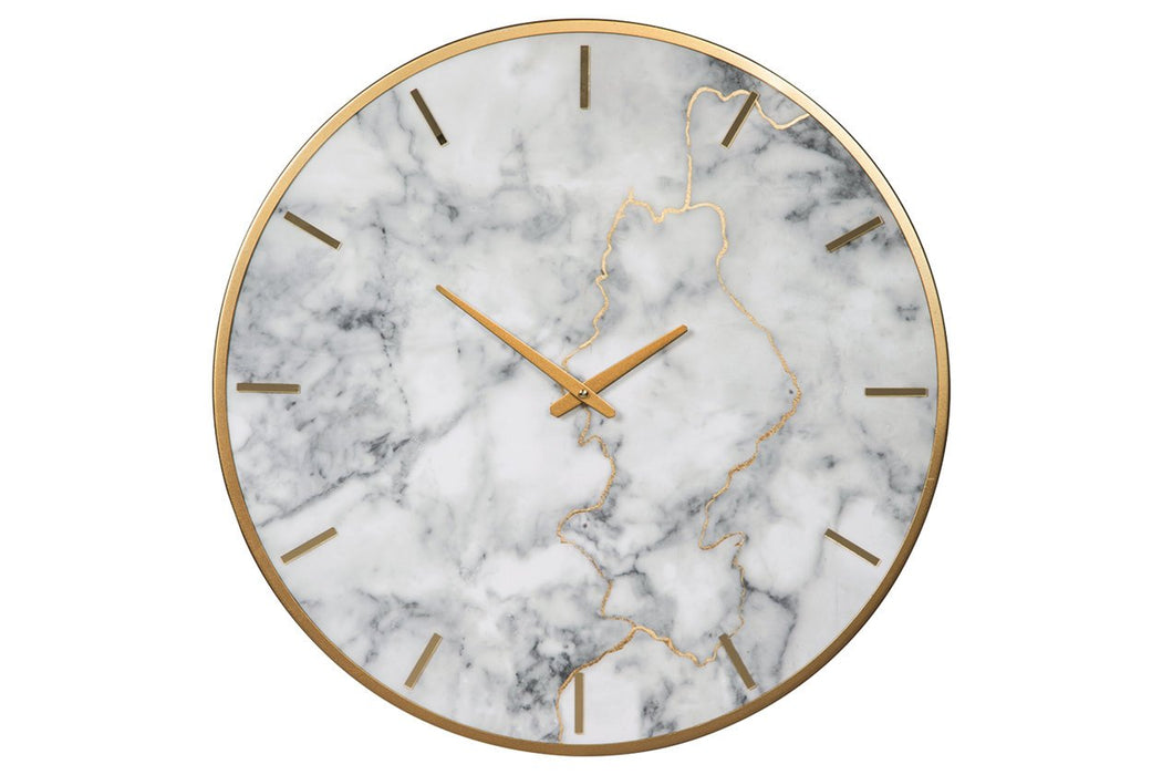 Jazmin Gray/Gold Finish Wall Clock - Lara Furniture