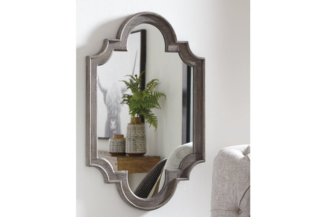 Williamette Antique Gray Accent Mirror - Lara Furniture