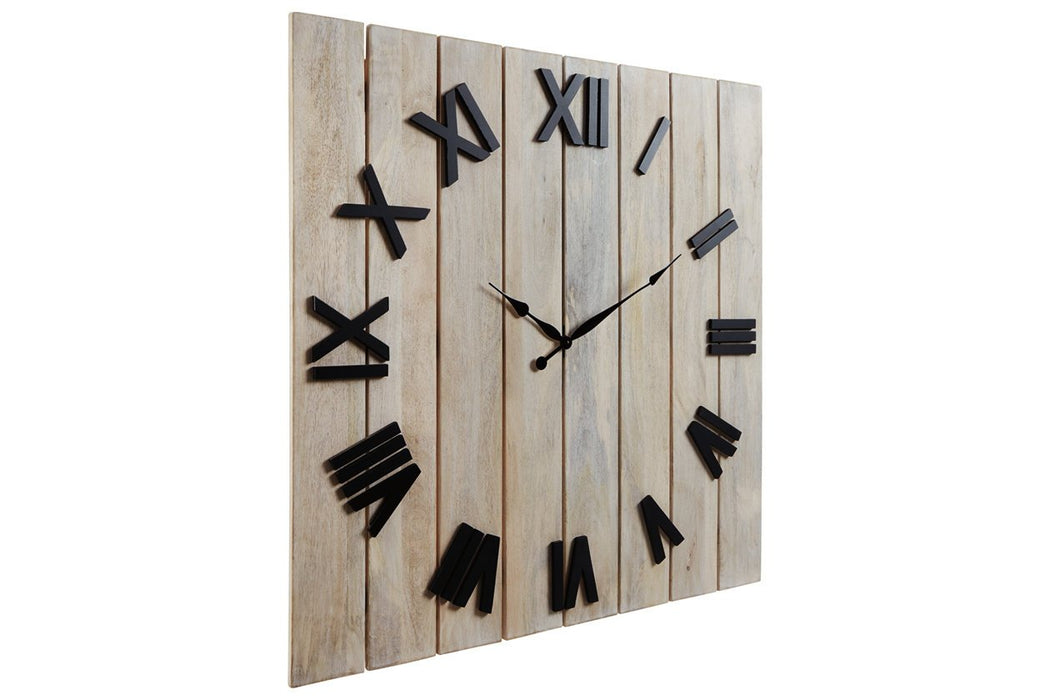 Bronson Whitewash/Black Wall Clock - Lara Furniture