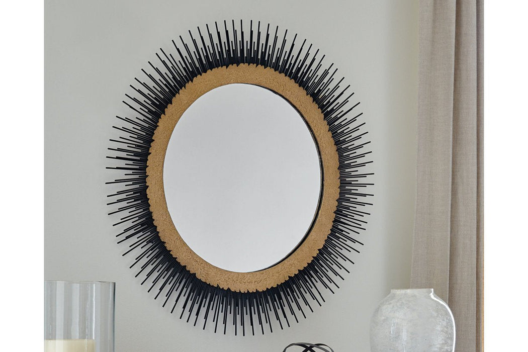 Elodie Black/Gold Finish Accent Mirror - Lara Furniture