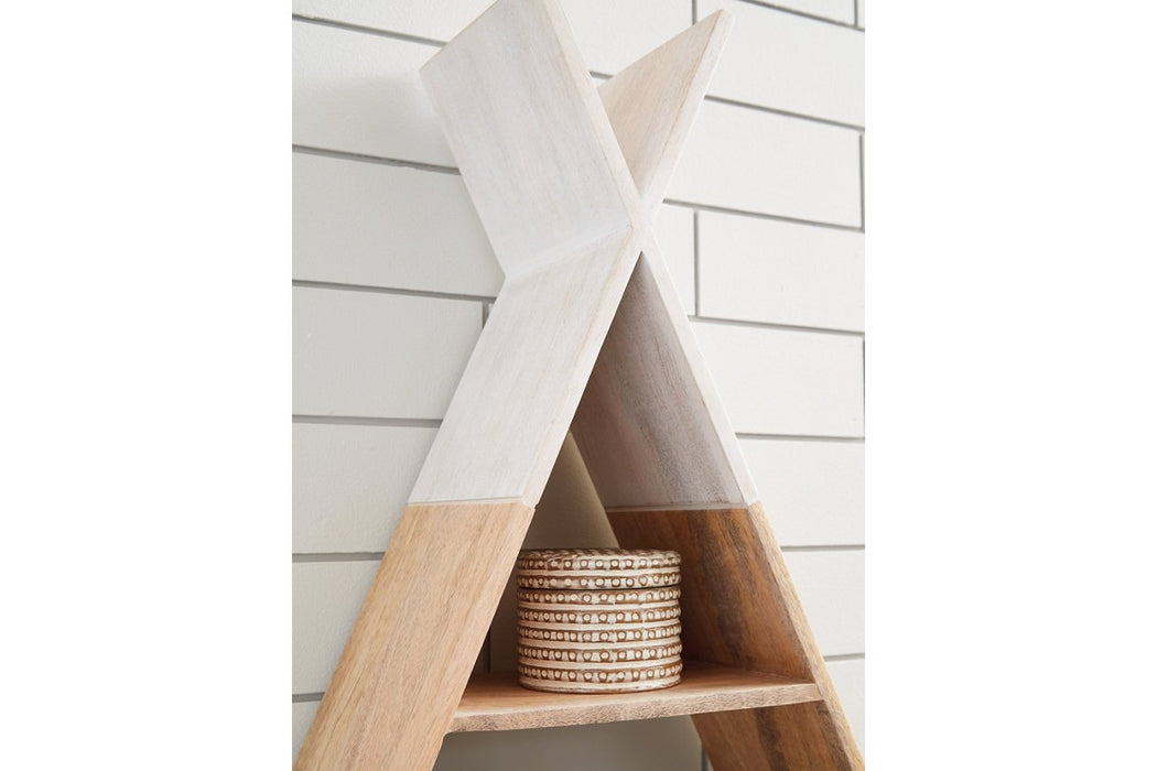 Cadel White/Natural Wall Shelf - Lara Furniture