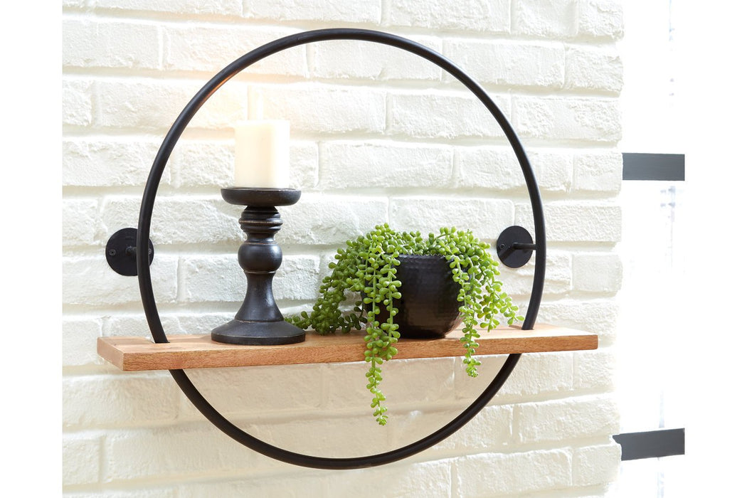 Darlaton Black/Natural Wall Shelf - Lara Furniture