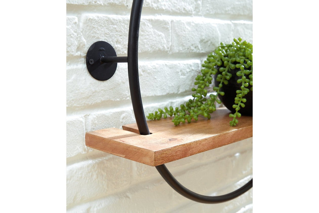 Darlaton Black/Natural Wall Shelf - Lara Furniture