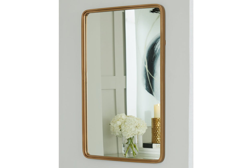 Brocky Gold Finish Accent Mirror - Lara Furniture