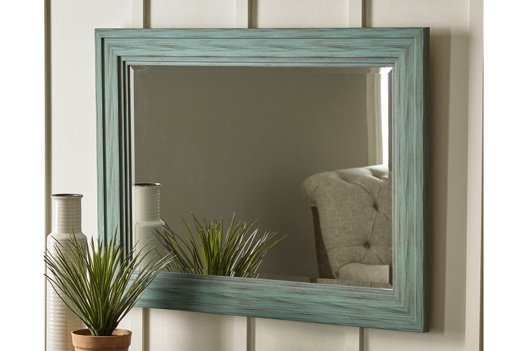 Jacee Antique Teal Accent Mirror - Lara Furniture