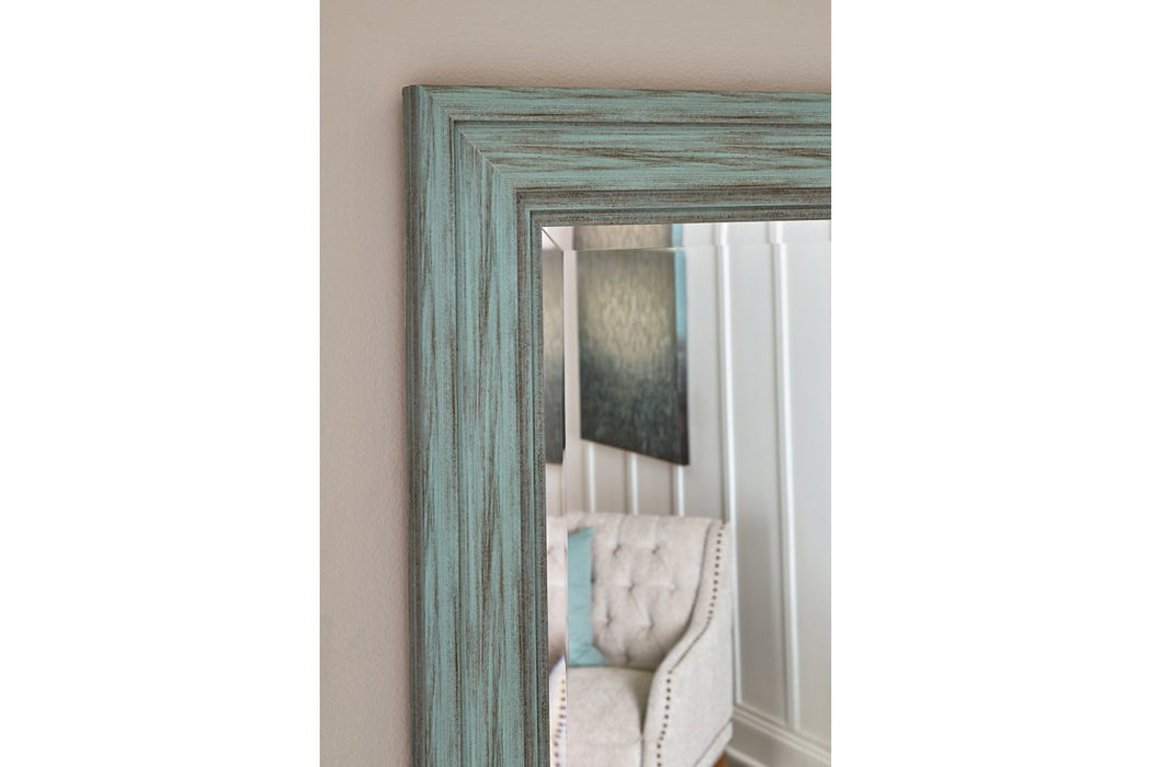 Jacee Antique Teal Floor Mirror - Lara Furniture