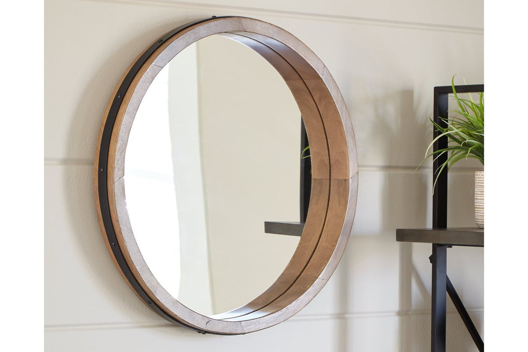 Jamesburg Brown/Black Accent Mirror - Lara Furniture