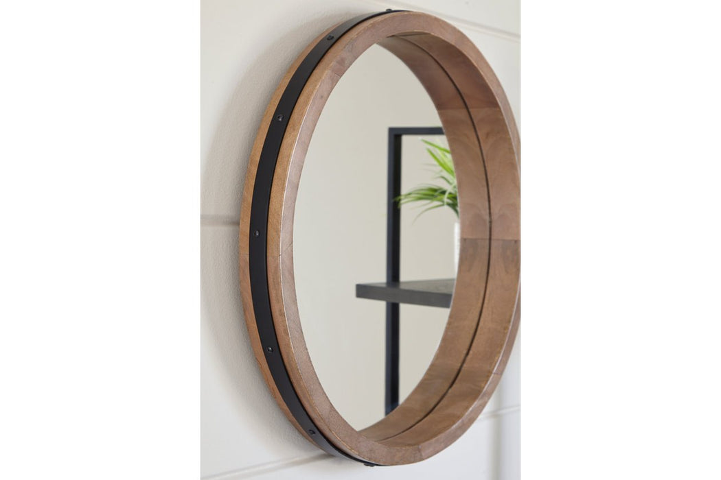 Jamesburg Brown/Black Accent Mirror - Lara Furniture