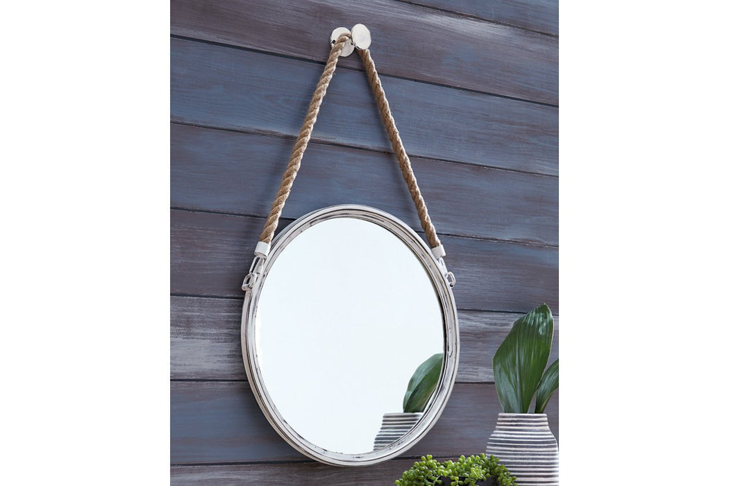 Dusan Antique White Accent Mirror - Lara Furniture