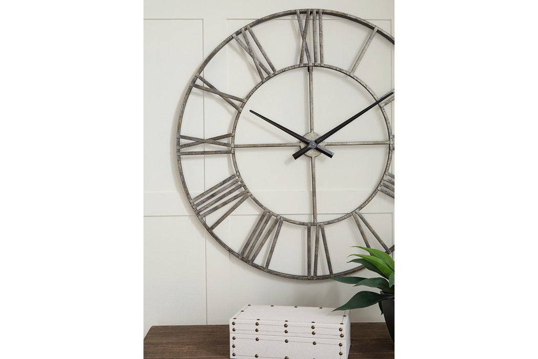 Paquita Antique Silver Wall Clock - Lara Furniture