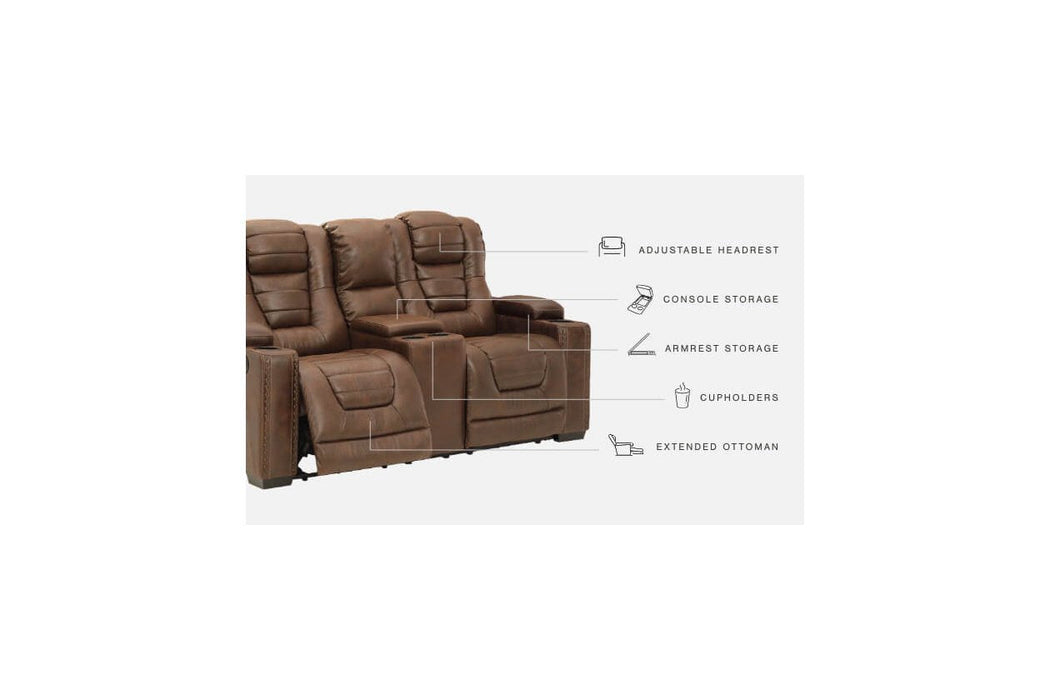 Owner's Box Thyme Power Reclining Loveseat with Console - Lara Furniture