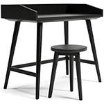 Blariden Metallic Gray Desk with Stool - Lara Furniture