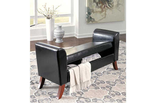 Benches Brown Upholstered Storage Bench - Lara Furniture