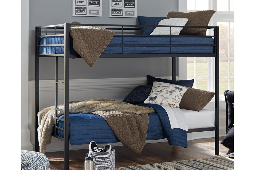 Broshard Black Twin over Twin Metal Bunk Bed - Lara Furniture