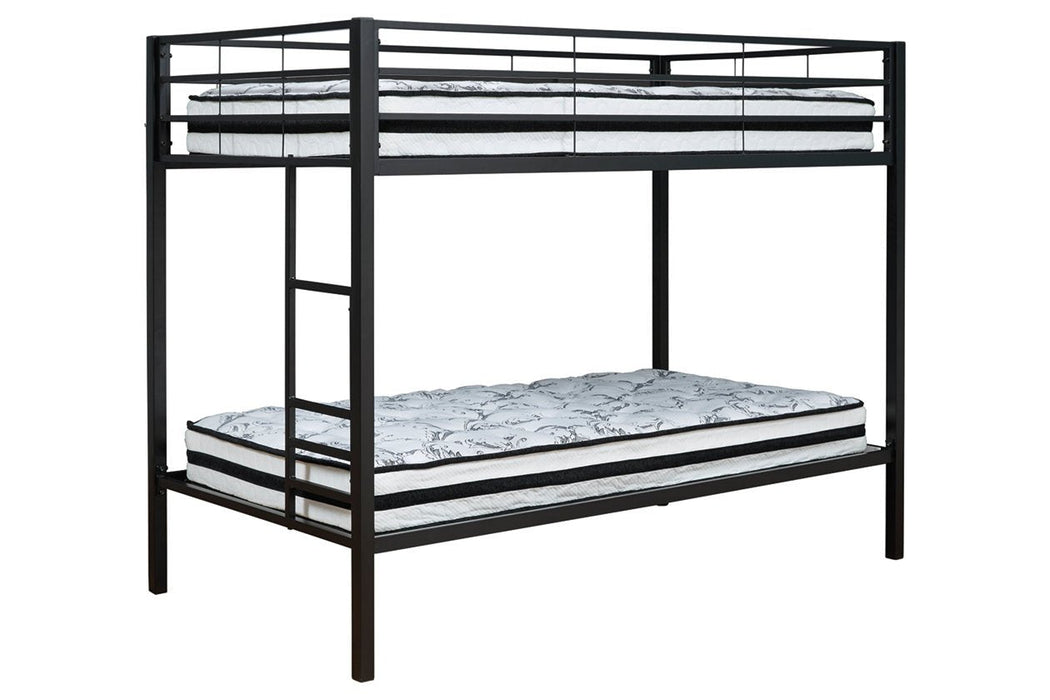 Broshard Black Twin over Twin Metal Bunk Bed - Lara Furniture