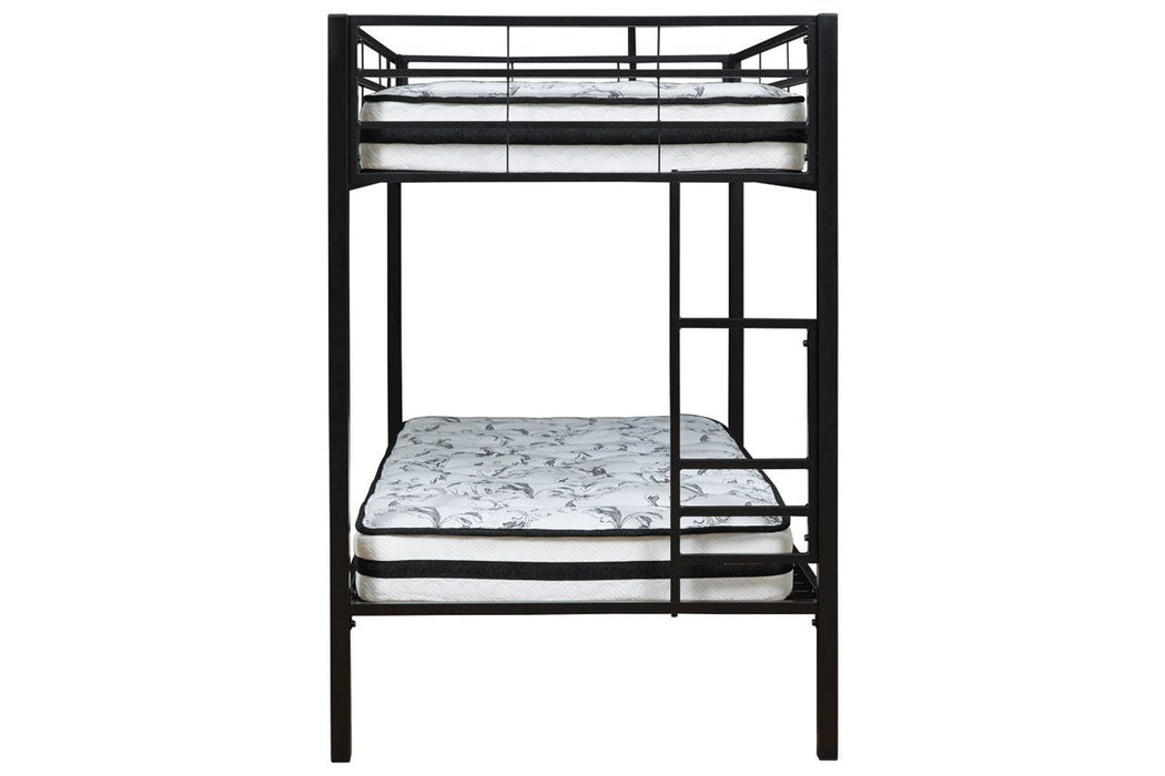 Broshard Black Twin over Twin Metal Bunk Bed - Lara Furniture