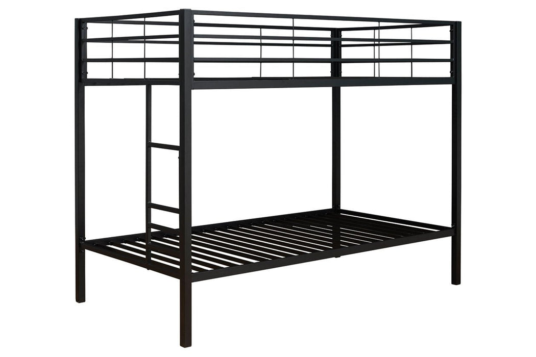 Broshard Black Twin over Twin Metal Bunk Bed - Lara Furniture