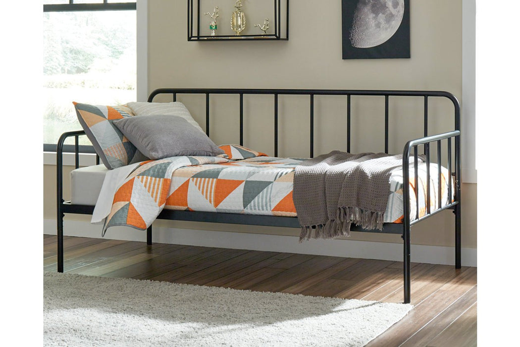 Trentlore Black Twin Metal Day Bed with Platform - Lara Furniture